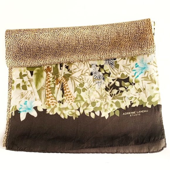 Adrienne Landau Studio Silk Floral Animal Scarf - Picture 5 of 6